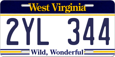 WV license plate 2YL344