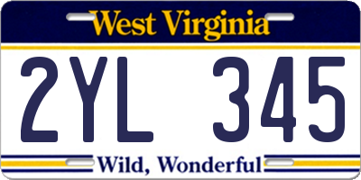 WV license plate 2YL345