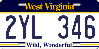 WV license plate 2YL346