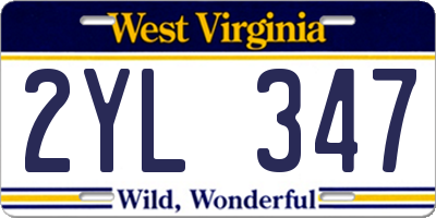 WV license plate 2YL347