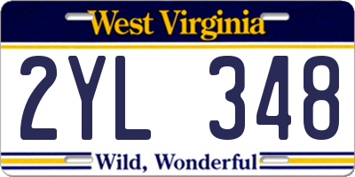 WV license plate 2YL348