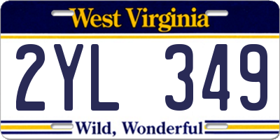 WV license plate 2YL349