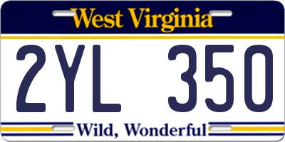 WV license plate 2YL350