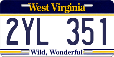 WV license plate 2YL351