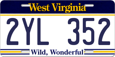 WV license plate 2YL352