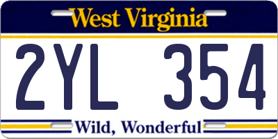 WV license plate 2YL354