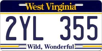 WV license plate 2YL355