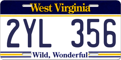 WV license plate 2YL356