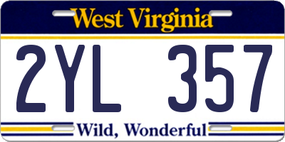 WV license plate 2YL357