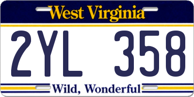 WV license plate 2YL358