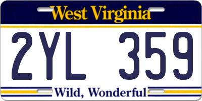 WV license plate 2YL359