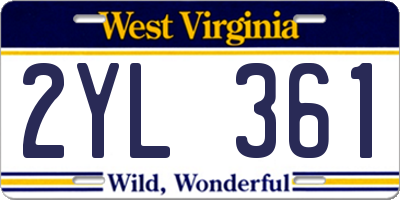 WV license plate 2YL361