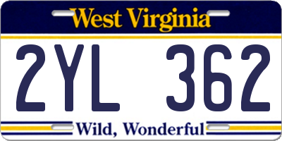 WV license plate 2YL362