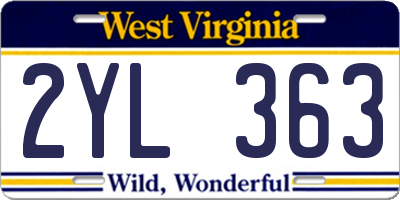 WV license plate 2YL363