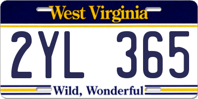 WV license plate 2YL365