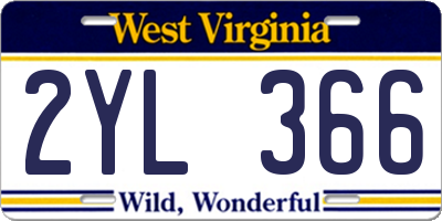 WV license plate 2YL366