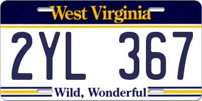 WV license plate 2YL367