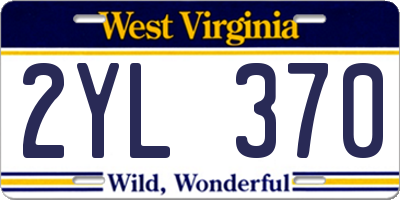 WV license plate 2YL370