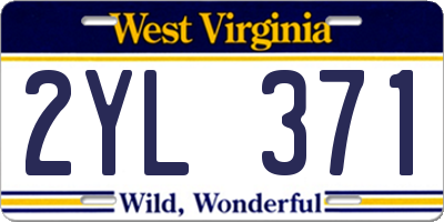 WV license plate 2YL371