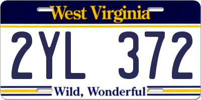 WV license plate 2YL372
