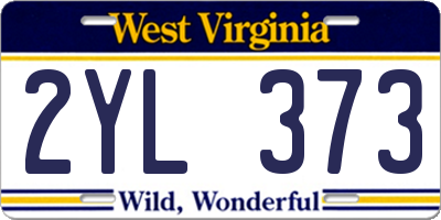 WV license plate 2YL373