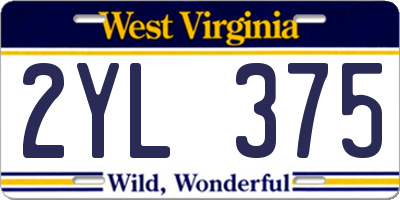 WV license plate 2YL375