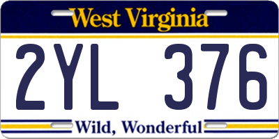 WV license plate 2YL376
