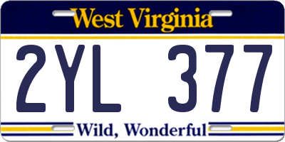 WV license plate 2YL377