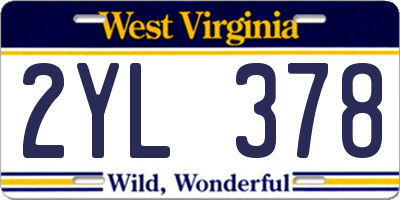 WV license plate 2YL378