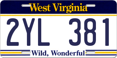 WV license plate 2YL381