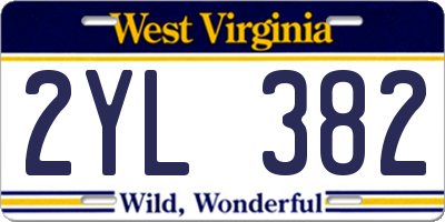 WV license plate 2YL382