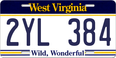 WV license plate 2YL384