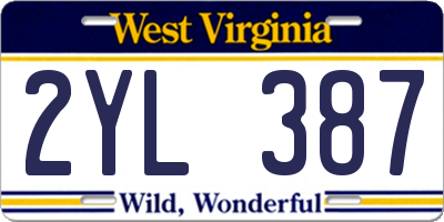 WV license plate 2YL387
