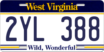 WV license plate 2YL388
