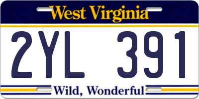 WV license plate 2YL391