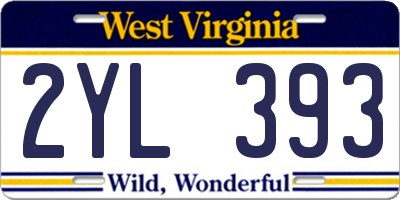 WV license plate 2YL393