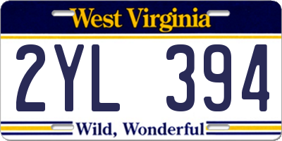 WV license plate 2YL394