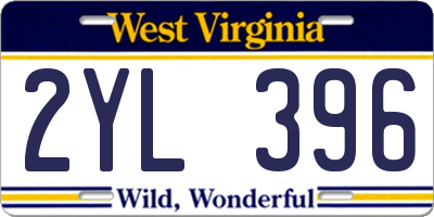 WV license plate 2YL396