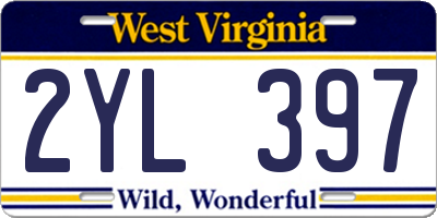 WV license plate 2YL397
