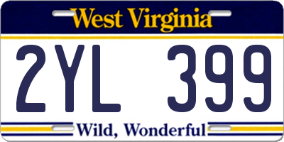 WV license plate 2YL399