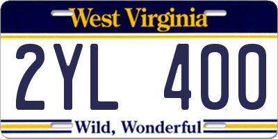 WV license plate 2YL400