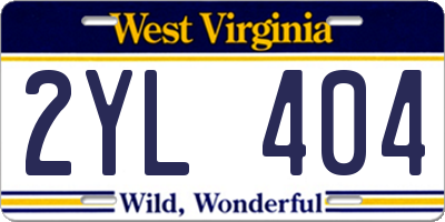 WV license plate 2YL404