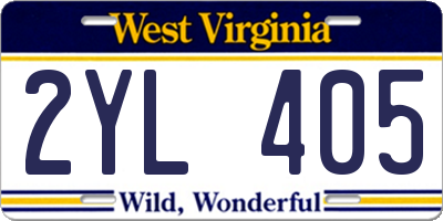 WV license plate 2YL405