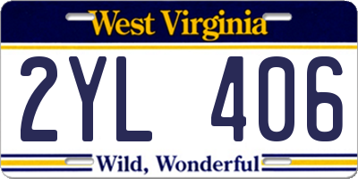 WV license plate 2YL406