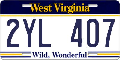 WV license plate 2YL407