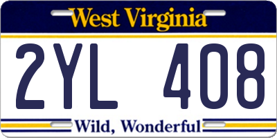 WV license plate 2YL408