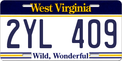 WV license plate 2YL409