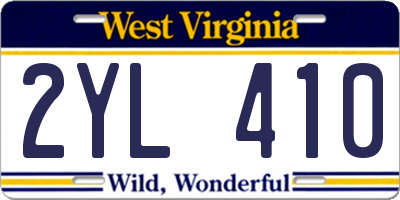 WV license plate 2YL410