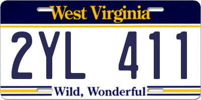 WV license plate 2YL411