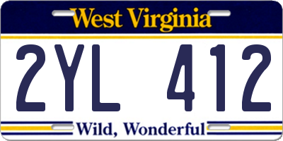 WV license plate 2YL412